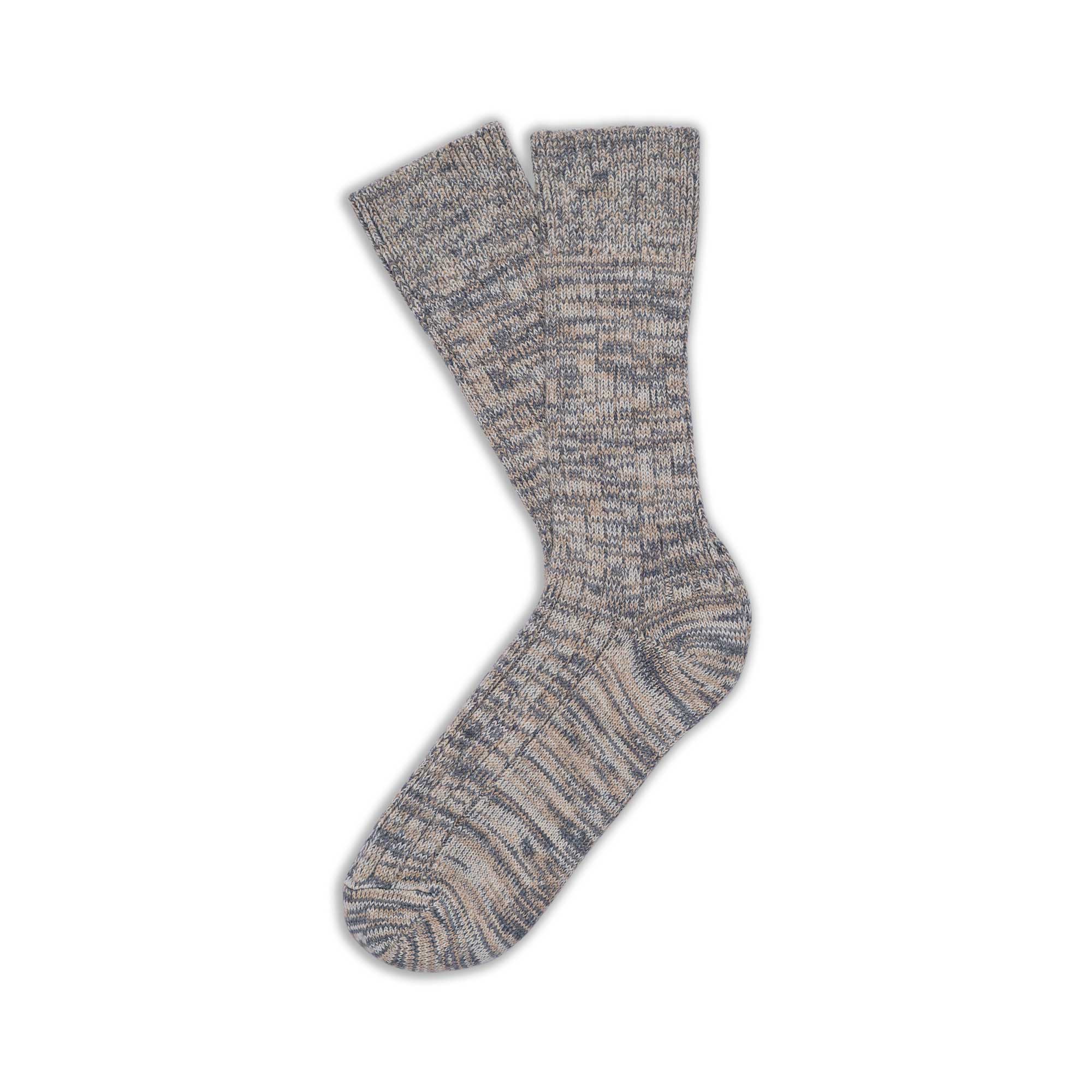 The Glen Merino Wool Socks - Mid Grey/Ecru/Oatmeal