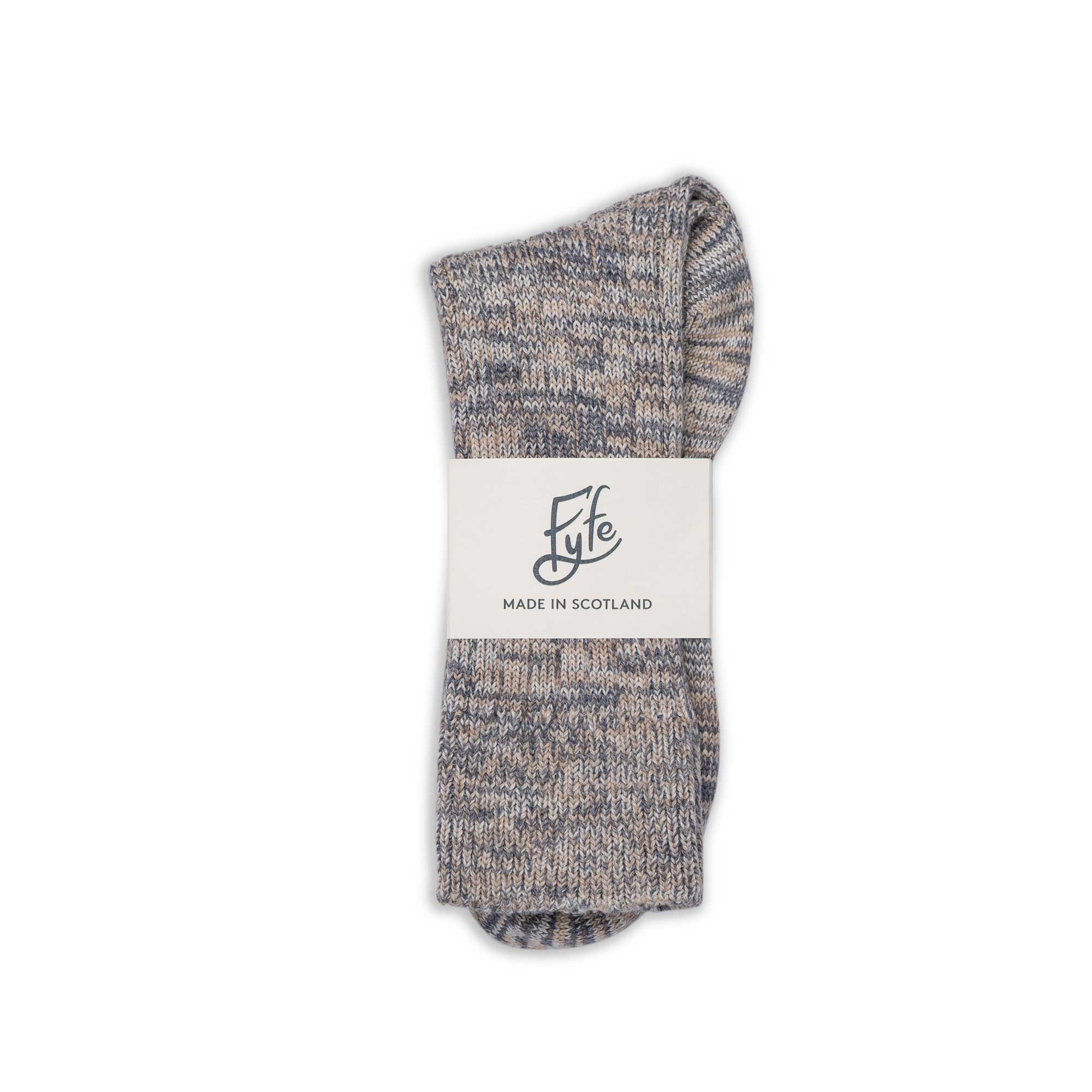 The Glen Merino Wool Socks - Mid Grey/Ecru/Oatmeal