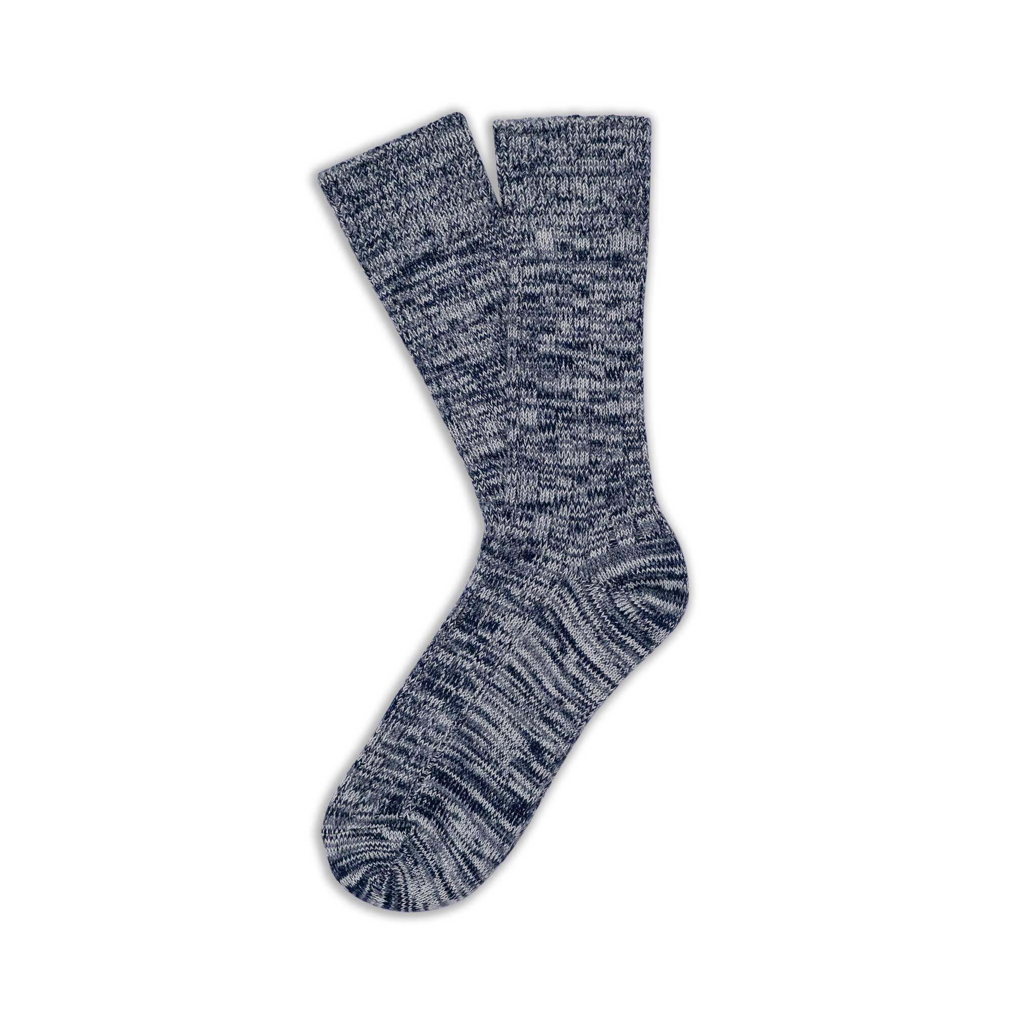 The Glen Merino Wool Socks - Navy/Mid Grey/Ecru