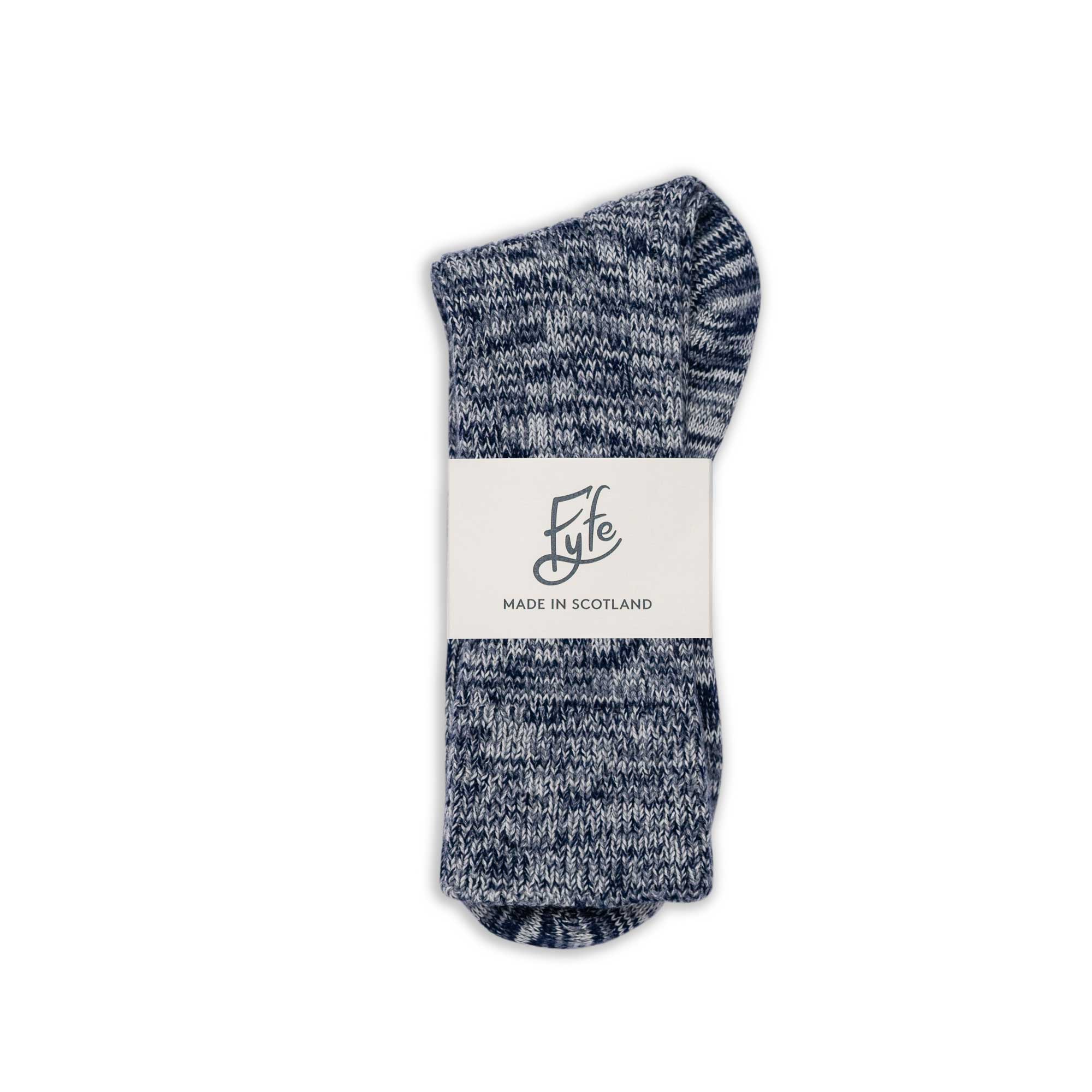 The Glen Merino Wool Socks - Navy/Mid Grey/Ecru