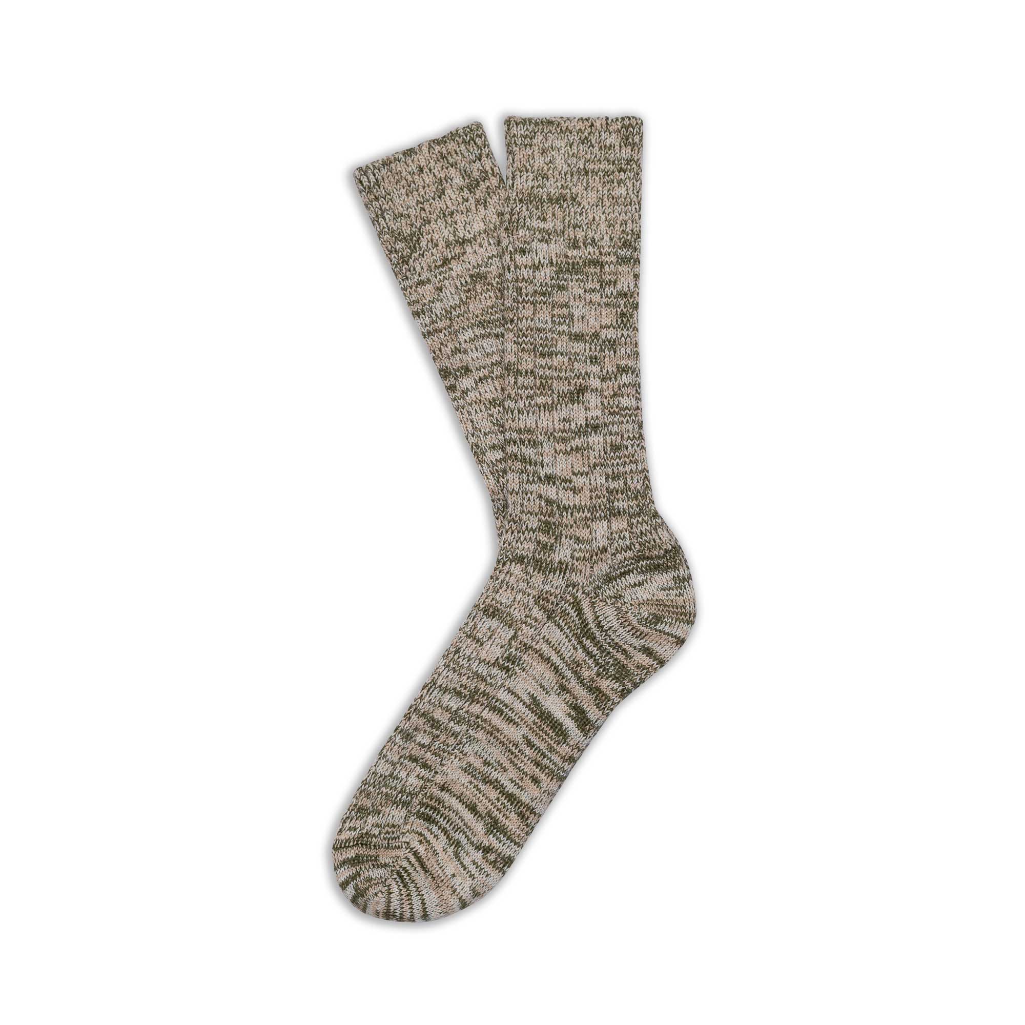 The Glen Merino Wool Socks - Dark Olive/Oatmeal/Oatmeal