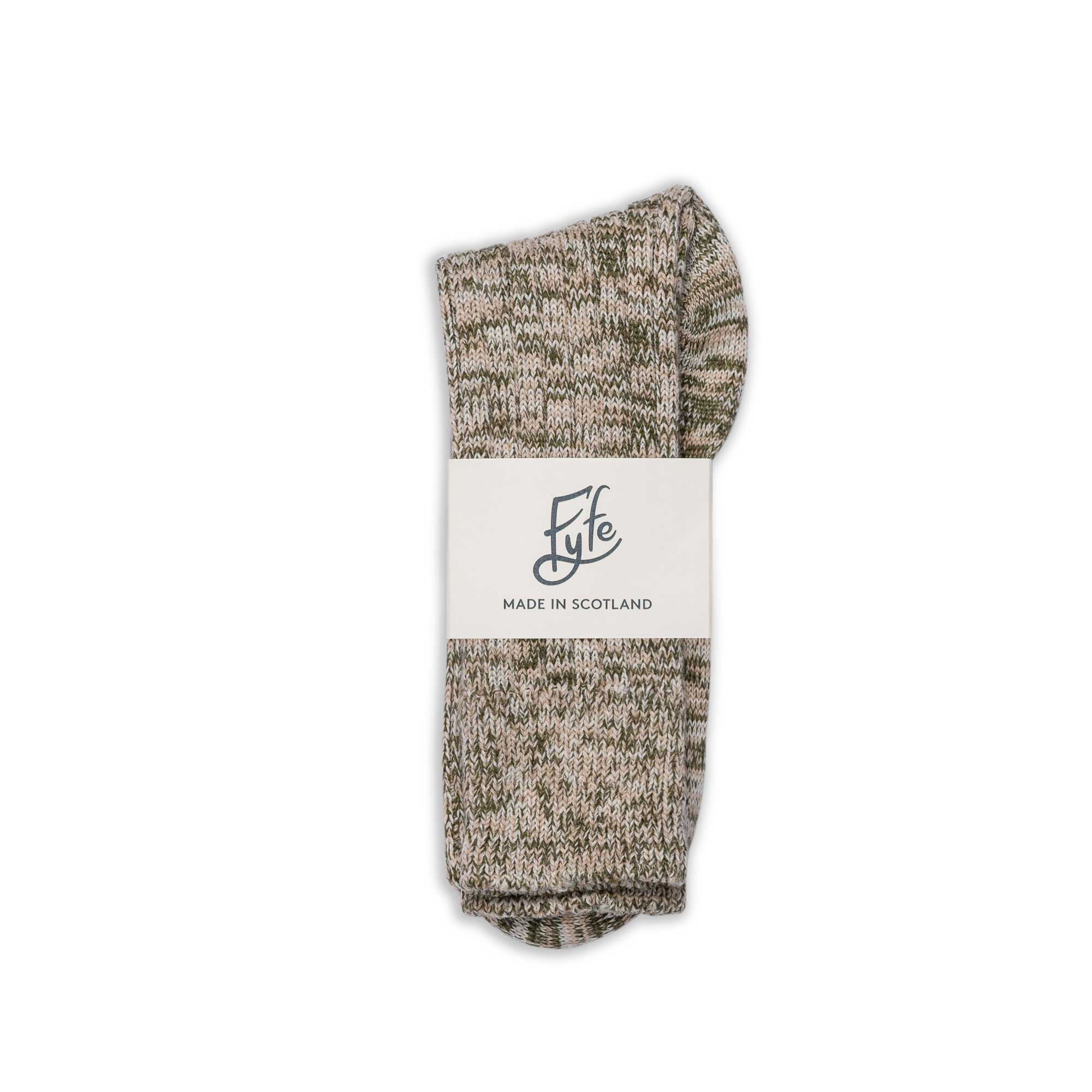 The Glen Merino Wool Socks - Dark Olive/Oatmeal/Oatmeal