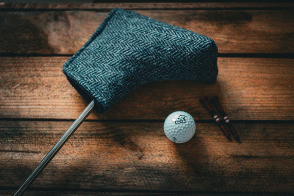 Modern Herringbone Harris Tweed Blade Putter Cover