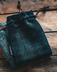 Blackwatch Tweed Leather Drawstring Pouch