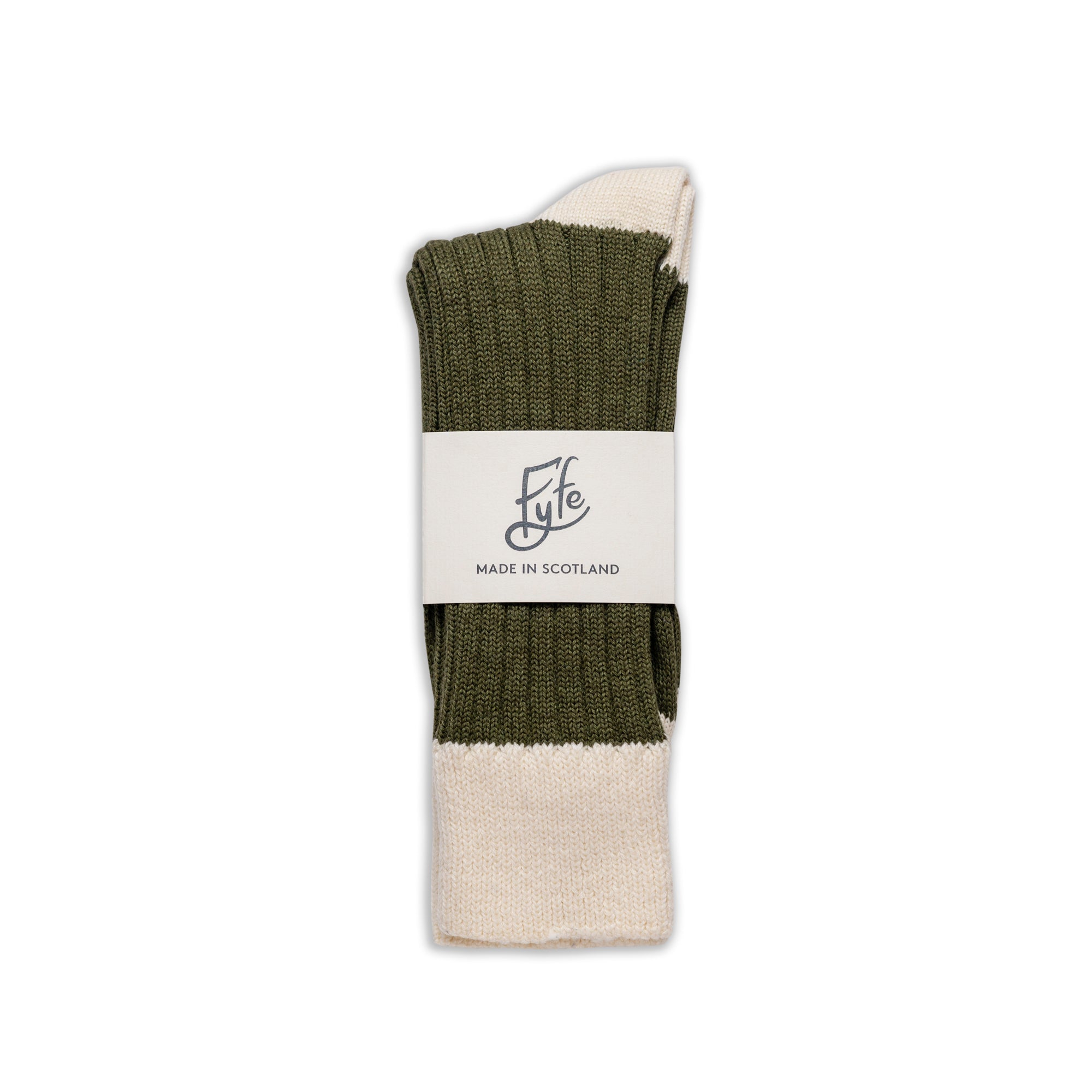 The Moors Merino Wool Socks - Dark Olive & Bone