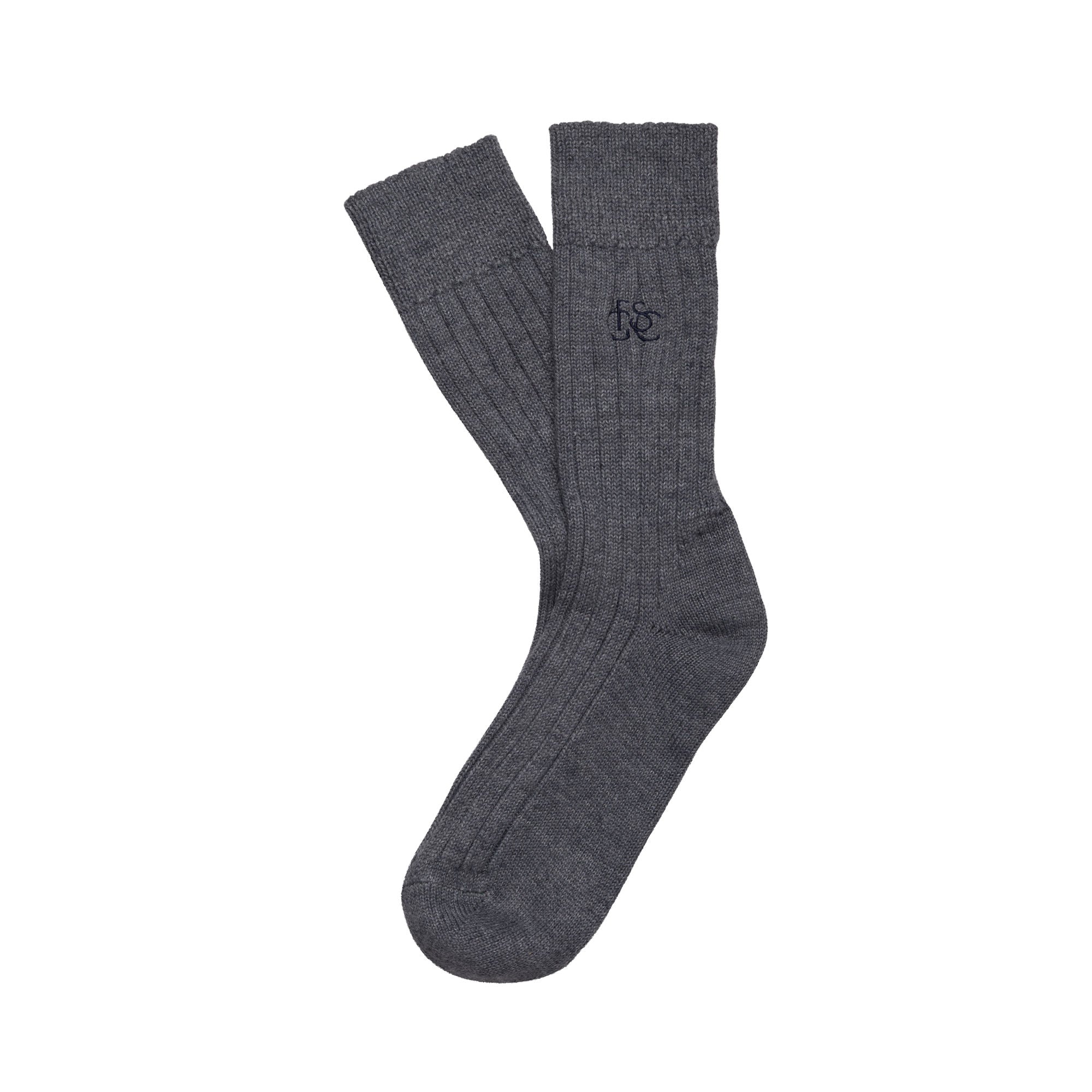 The Lodge monogram Merino Wool Socks - Blue Smoke