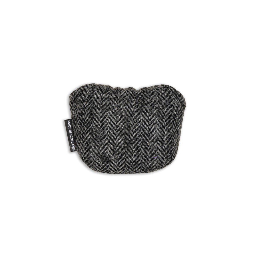 Modern Herringbone Harris Tweed & Leather Mallet Putter Cover