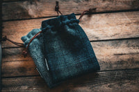 Blackwatch Tweed Leather Drawstring Pouch - Fyfe Golf