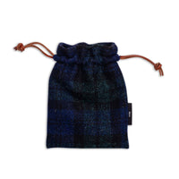 Blackwatch Tweed Leather Drawstring Pouch - Fyfe Golf