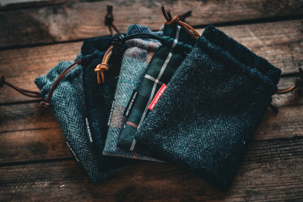 Legends of the Loch Tweed Leather Drawstring Pouch - Fyfe Golf