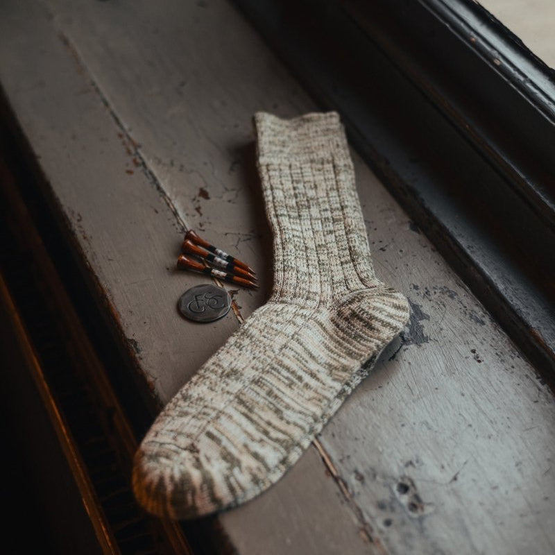 The Glen Merino Wool Socks - Dark Olive/Oatmeal/Oatmeal - Fyfe Golf