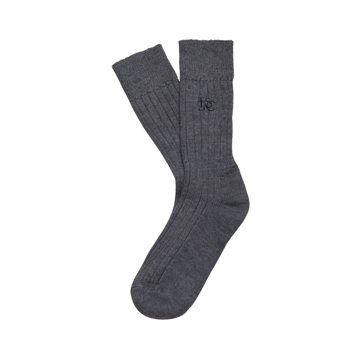 The Lodge monogram Merino Wool Socks - Blue Smoke - Fyfe Golf
