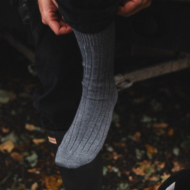 The Lodge monogram Merino Wool Socks - Blue Smoke - Fyfe Golf
