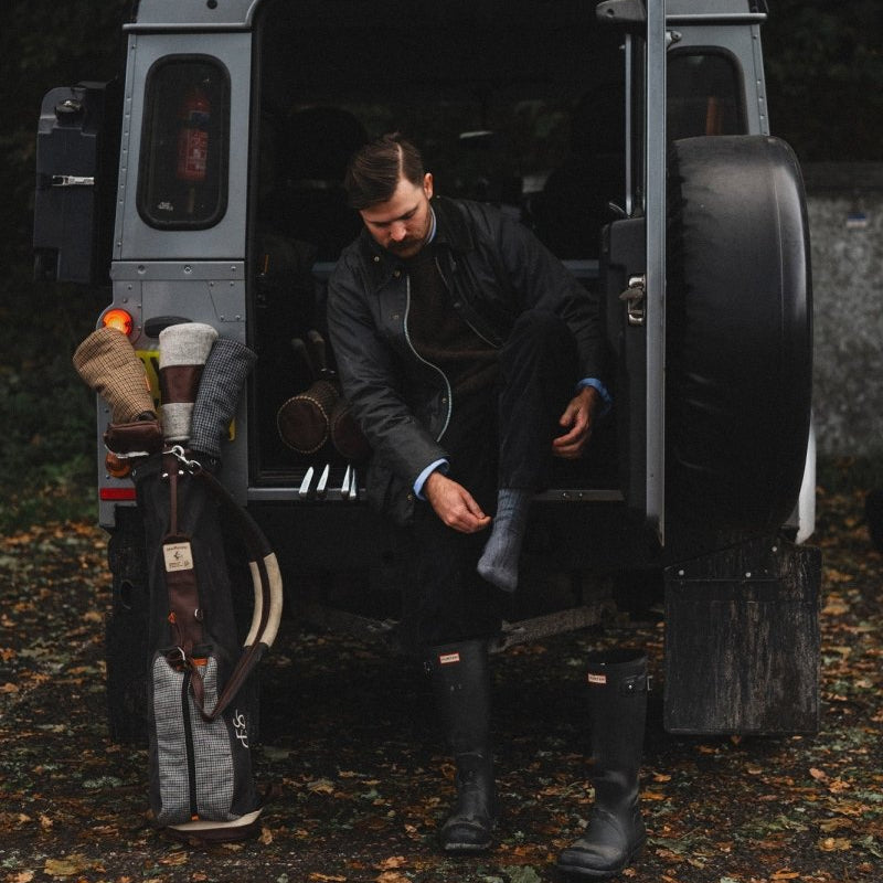 The Lodge monogram Merino Wool Socks - Blue Smoke - Fyfe Golf