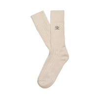 The Lodge monogram Merino Wool Socks - Bone - Fyfe Golf