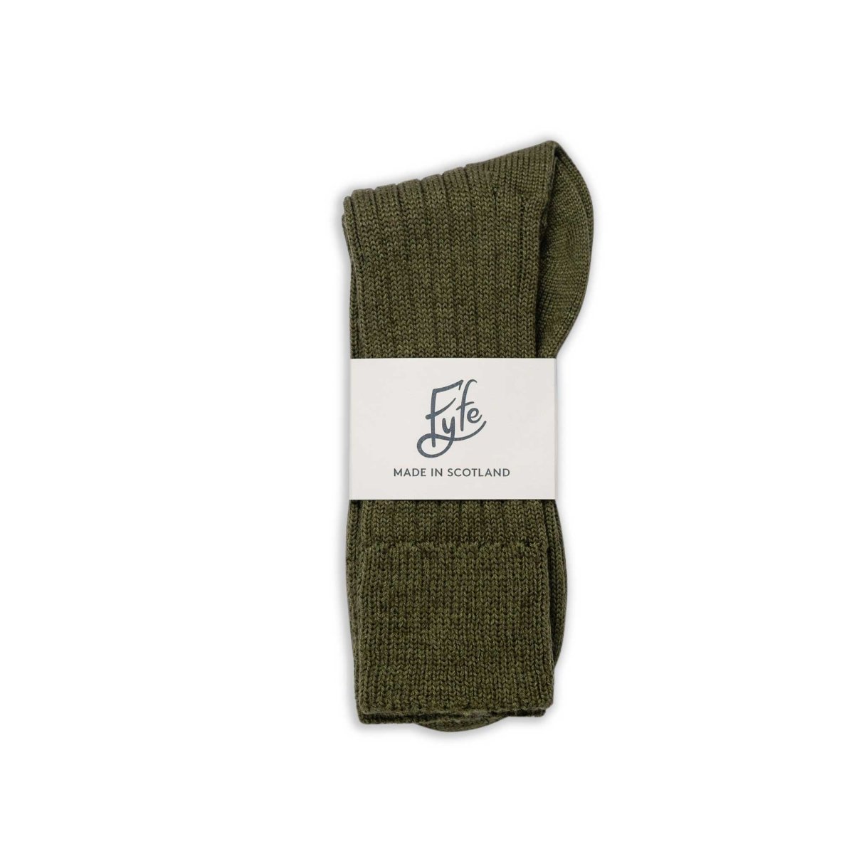 The Lodge monogram Merino Wool Socks - Dark Olive - Fyfe Golf