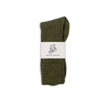 The Lodge monogram Merino Wool Socks - Dark Olive - Fyfe Golf