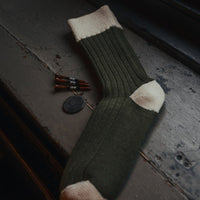 The Moors Merino Wool Socks - Dark Olive & Bone - Fyfe Golf