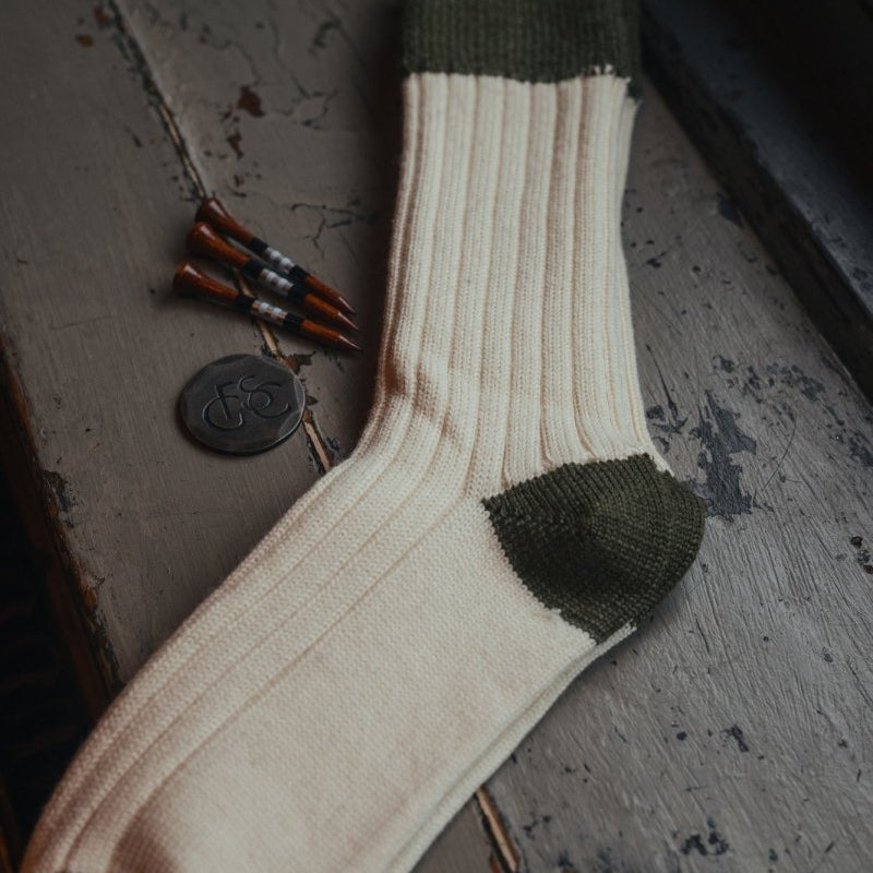 The Moors Merino Wool Socks - Olive & Dark Olive - Fyfe Golf