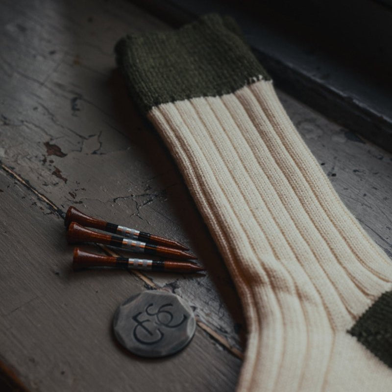 The Moors Merino Wool Socks - Olive &amp; Dark Olive - Fyfe Golf