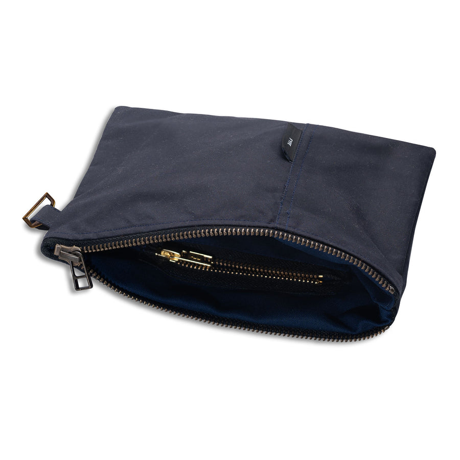 Lochmor Navy Waxed Canvas Zipped Valuable Pouch