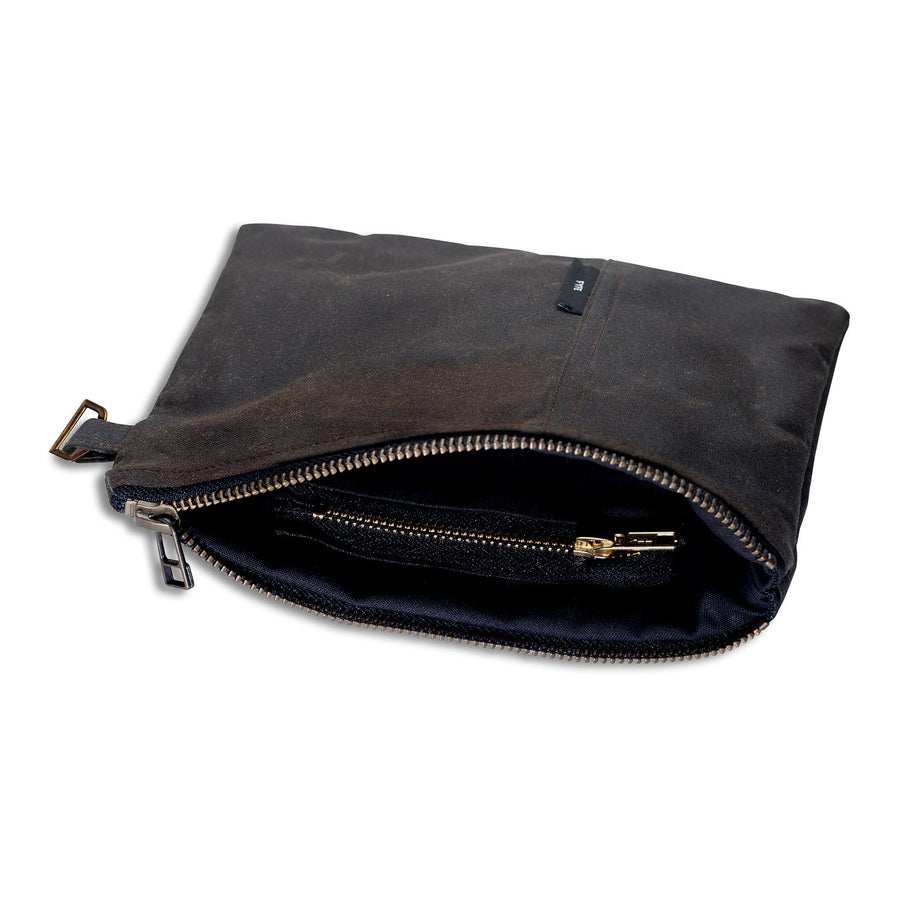 Lochmor Olive Waxed Canvas Zipped Valuable Pouch