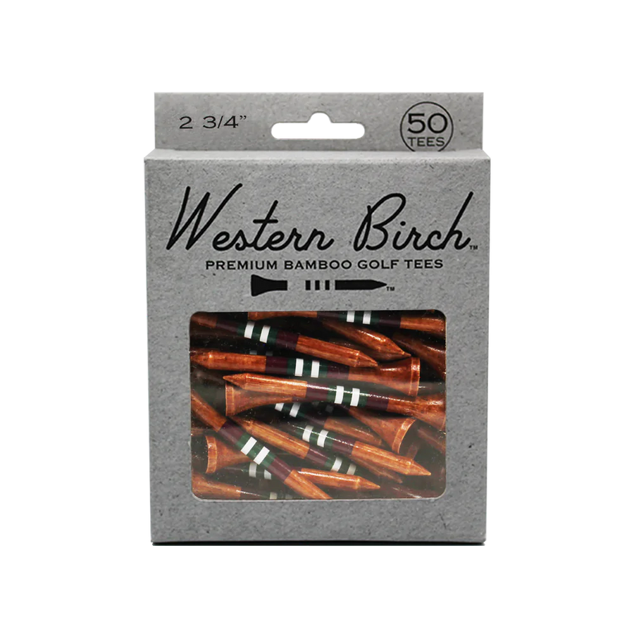 Western Birch x Fyfe Premium Bamboo Stripped Golf Tees - Model Tee