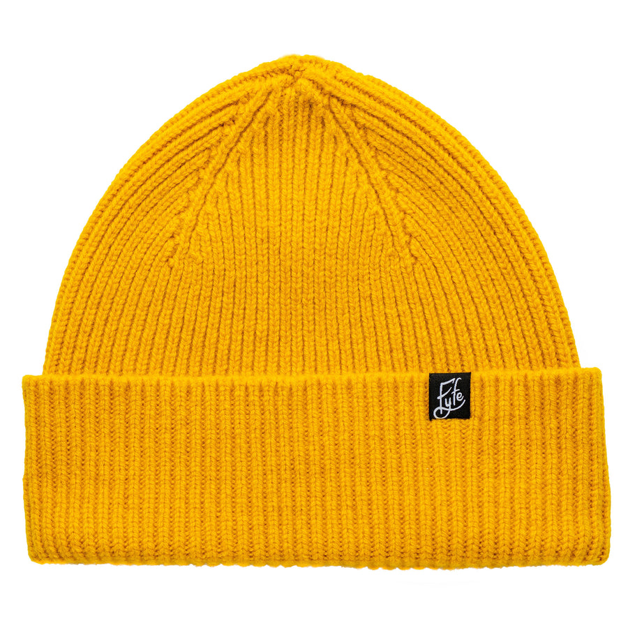 yellow merino wool made in scotland beanie