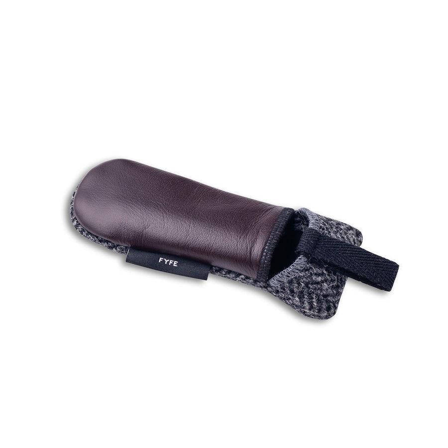 Modern Herringbone Harris Tweed & Leather Blade Slip Cover